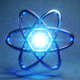 能源资源图标 - 一个发光的蓝色原子符号